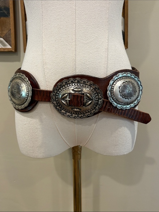 Ralph Lauren Accessories - Vintage Ralph Lauren 90s Western Wide Brown Leather Concho Belt size Large